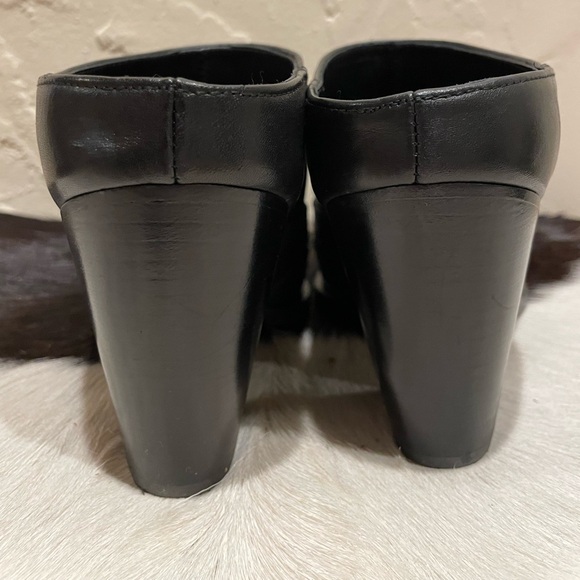 FREDA SALVADORE Reba Western Mule Calf Black Leather Heeled Mules - Picture 7 of 16